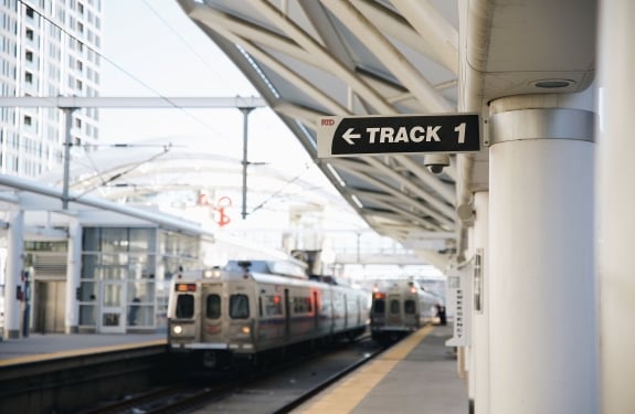 Track 1 on the Denver Union Station train platform