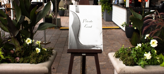 A sign for a private event at Denver Union Station