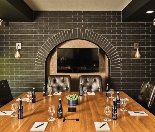 the Belz boardroom set up for a conference