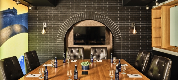 the Belz boardroom set up for a conference