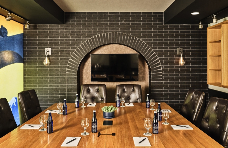 the Belz boardroom set up for a conference