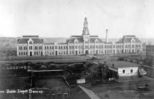 Black and white image of Denver Union Station