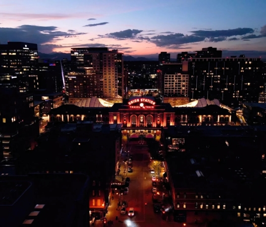 Denver Union Station at night